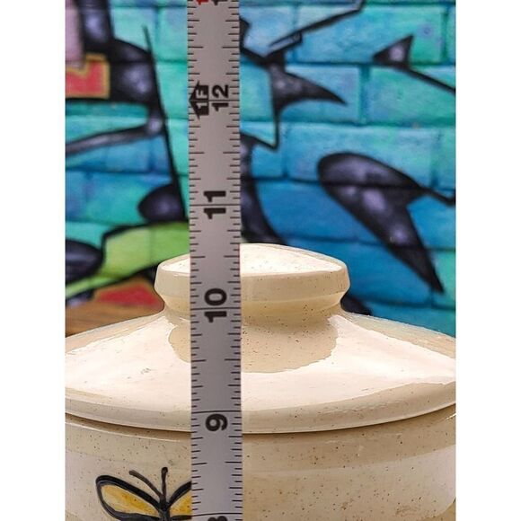 Vintage 70s Kitsch Ceramic Mushroom  & Butterfly Floral Canister - Picture 5 of 7